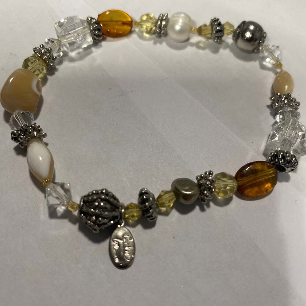 Autumn Tones Glass and Crystal Beaded Toggle Bracelet